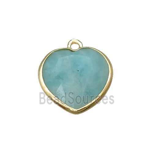 green Amazonite heart pendant, gold plated