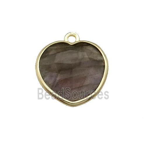 Labradorite heart pendant, gold plated