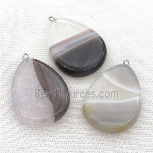 gray Agate druzy teardrop pendant