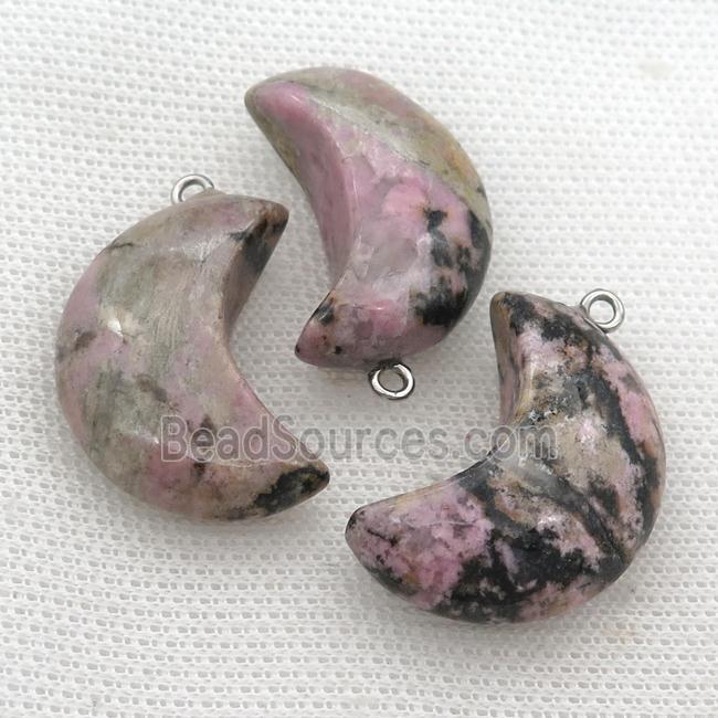 pink Rhodonite moon pendant