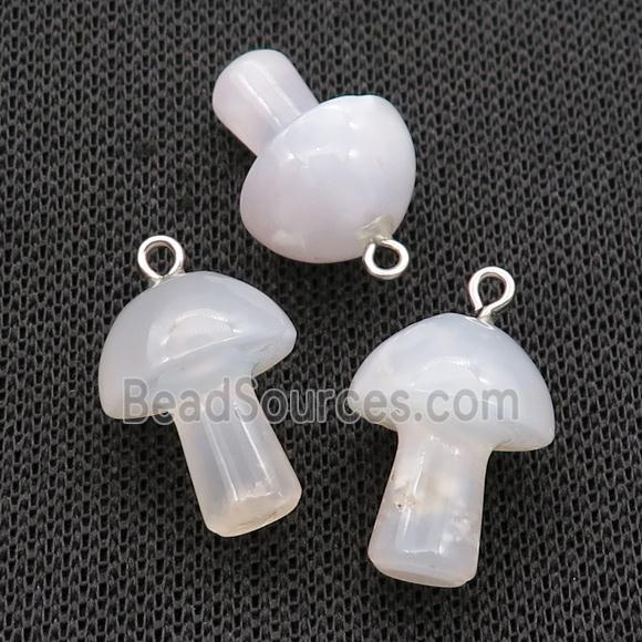 white Agate mushroom pendant