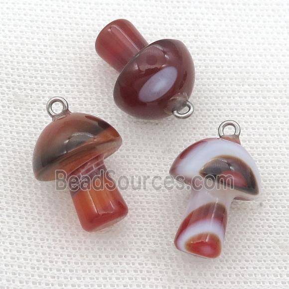 red Agate mushroom pendant