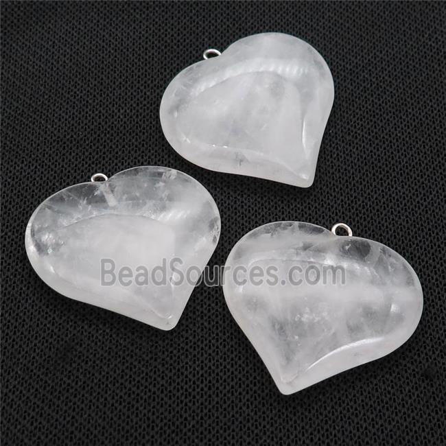 Clear Quartz Crystal heart pendant