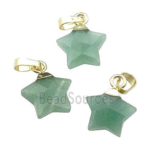 green Aventurine star pendant, gold plated