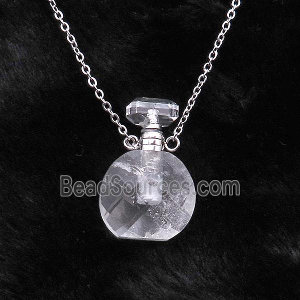 Clear Quartz Perfume Bottle Necklace