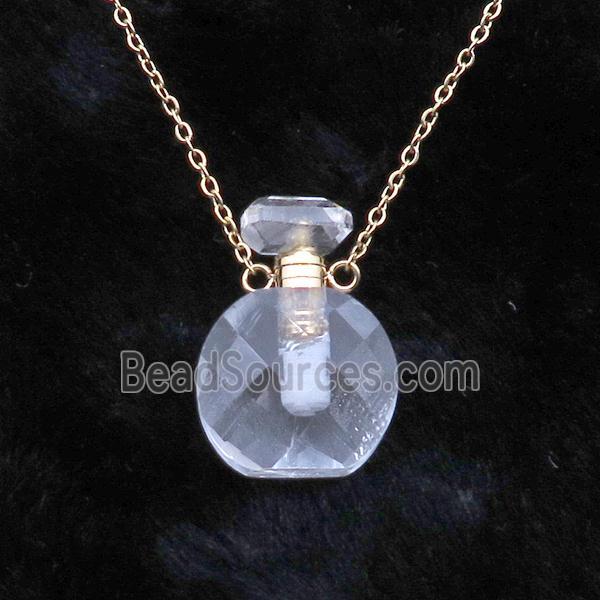 Clear Quartz perfume bottle Necklace