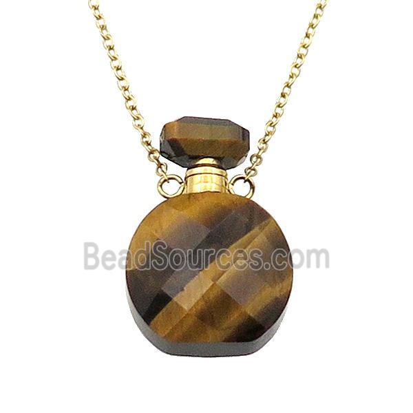 Tiger eye stone perfume bottle Necklace