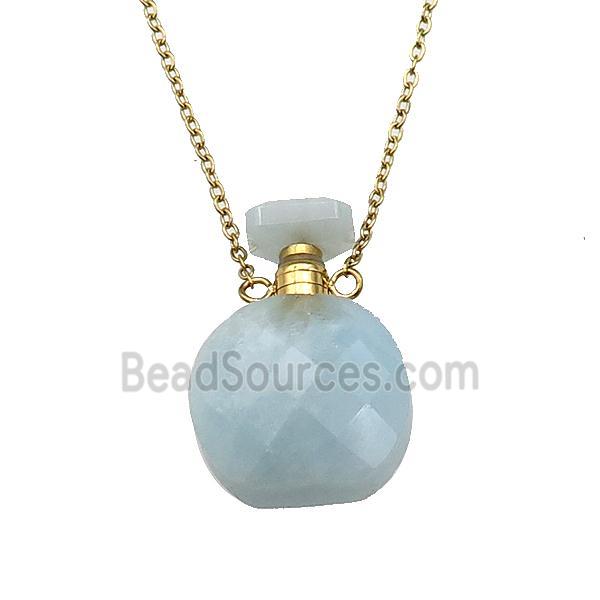 blue Aquamarine perfume bottle Necklace