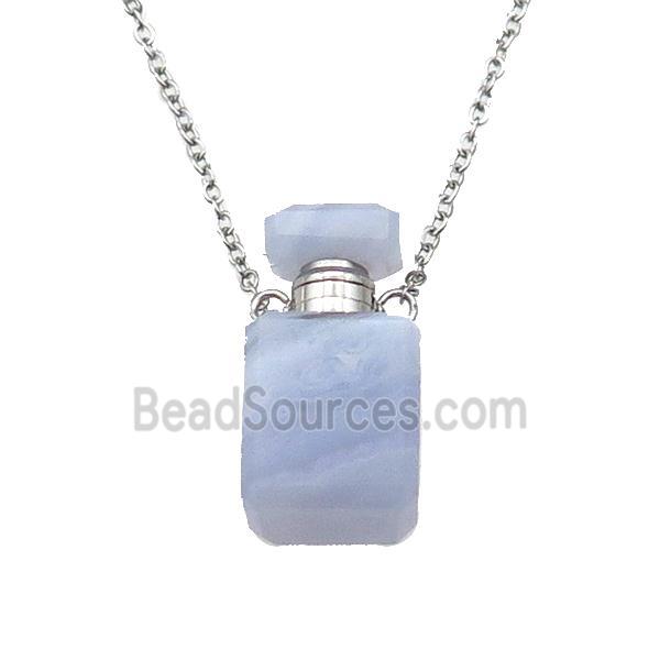 Blue Lace Agate perfume bottle Necklace