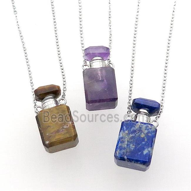 mixed Gemstone perfume bottle Necklace