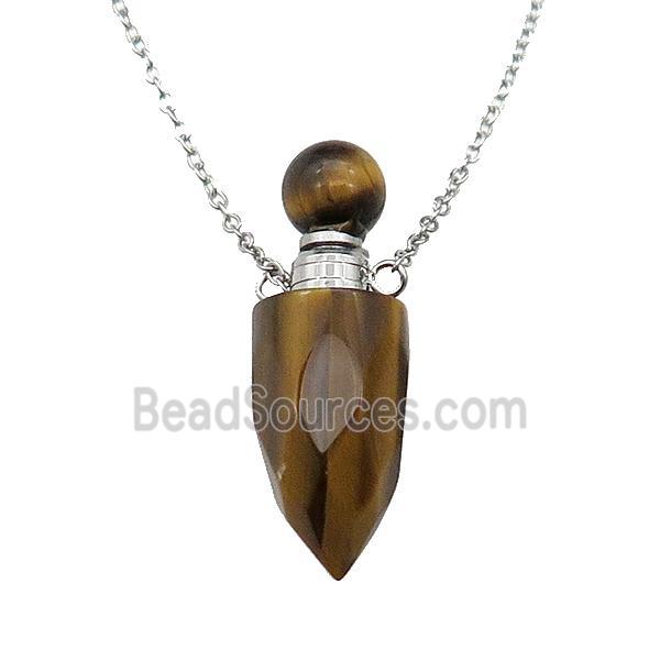 Tiger eye stone perfume bottle Necklace