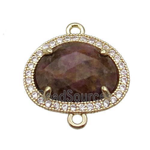 Rhodonite teardrop connector gold plated