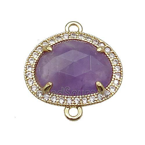 Amethyst teardrop connector gold plated