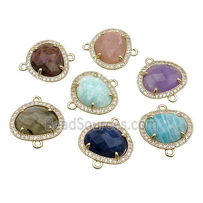 mix Gemstone teardrop connector gold plated