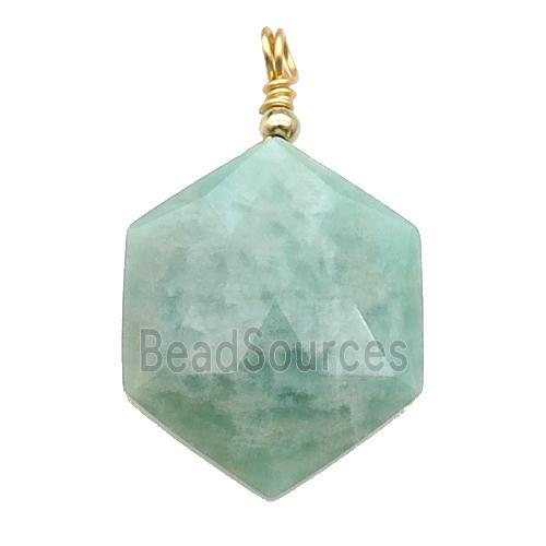 Green Amazonite Hexagon Pendant