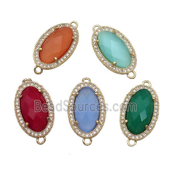 Mixed Gemstone Connector Oval Gold Plated