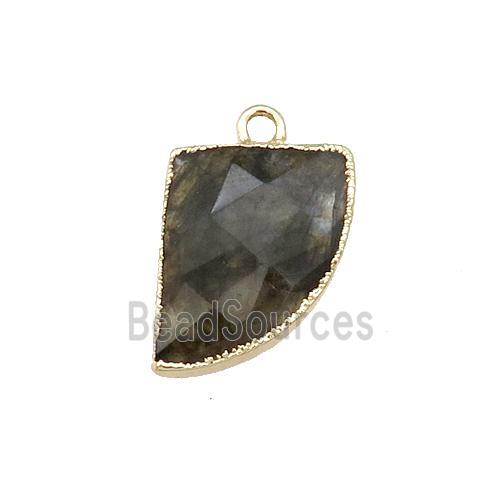 Labradorite Horn Pendant Gold Plated