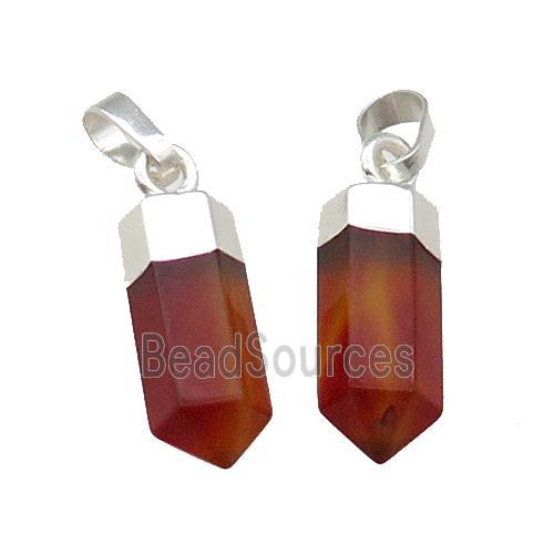 Red Carnelian Bullet Pendant Silver Plated