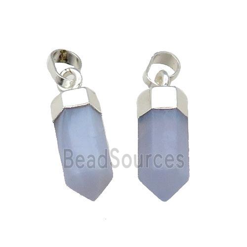 Blue Lace Agate Bullet Pendant Silver Plated