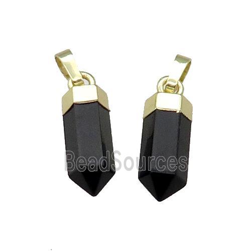 Black Obsidian Bullet Pendant Gold Plated