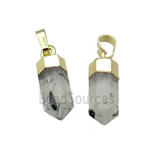 Prehnite Bullet Pendant Gold Plated