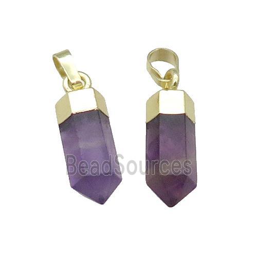 Purple Amethyst Bullet Pendant Gold Plated