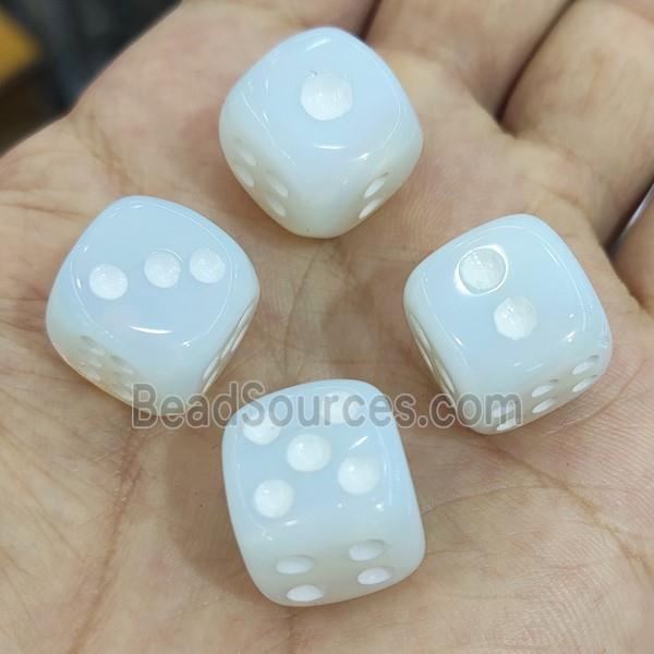 White Opalite Cube Dice