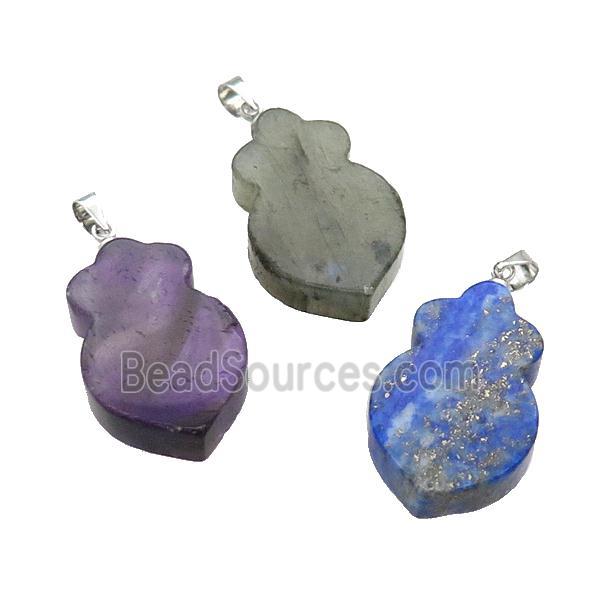 Mix Gemstone Shield Pendant