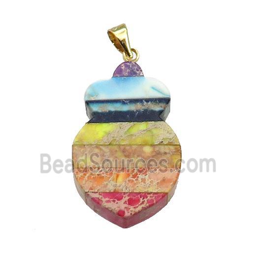 Rainbow Imperial Jasper Shield Pendant