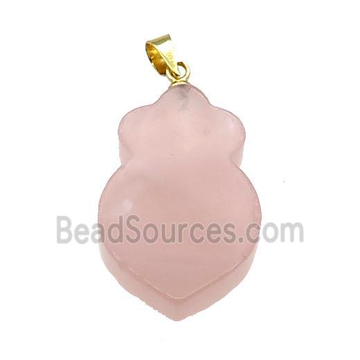 Pink Rose Quartz Shield Pendant