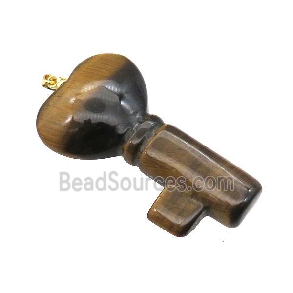 Tiger Eye Stone Key Pendant