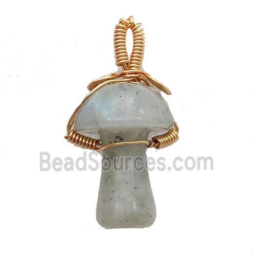 Labradorite Mushroom Pendant Wire Wrapped