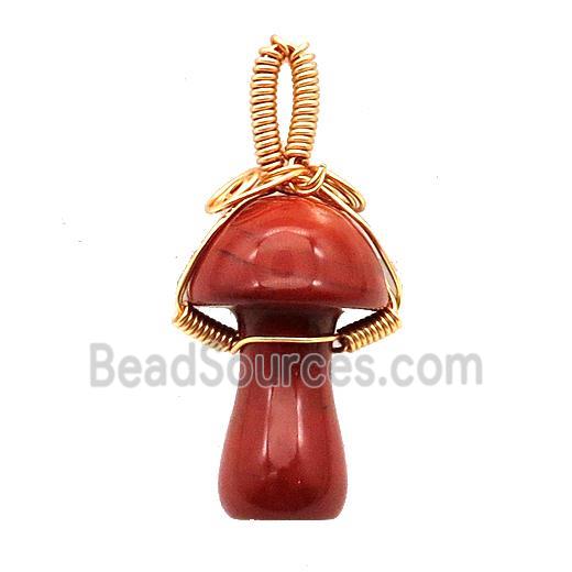 Red Jasper Mushroom Pendant Wire Wrapped