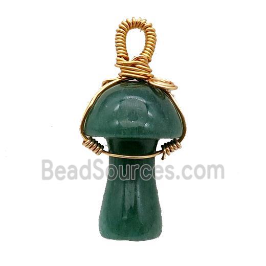 Green Aventurine Mushroom Pendant Wire Wrapped