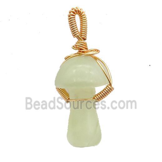 Dye Jade Mushroom Pendant Wire Wrapped