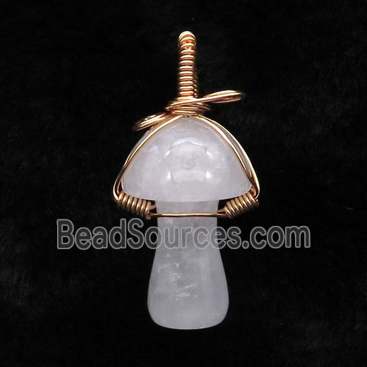 Clear Quartz Mushroom Pendant Wire Wrapped