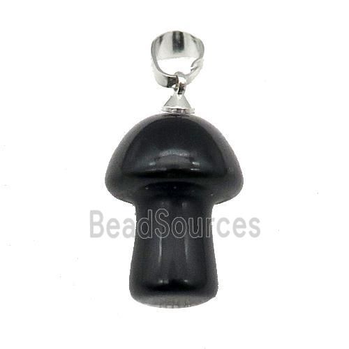 Black Obsidian Mushroom Pendant