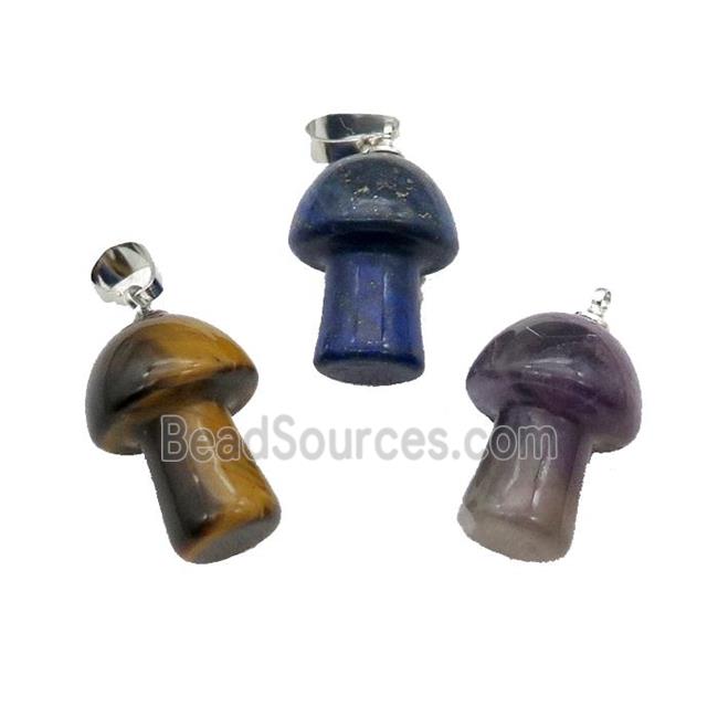 Mixed Gemstone Mushroom Pendant