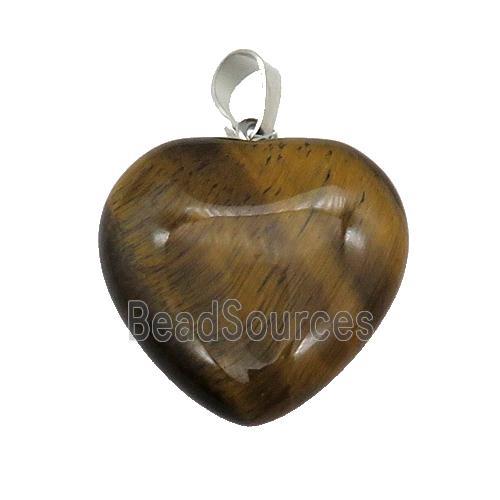 Tiger Eye Stone Heart Pendant