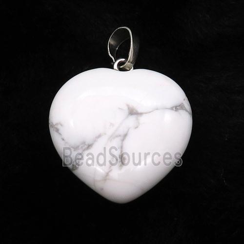 White Howlite Turquoise Heart Pendant