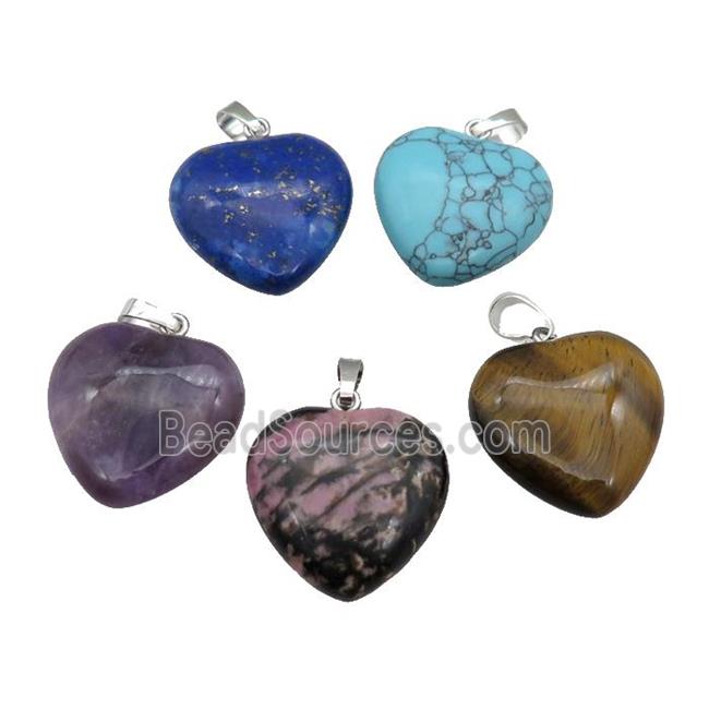 Mixed Gemstone Heart Pendant