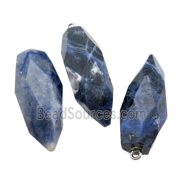 Blue Sodalite Bullet Pendant Faceted