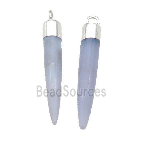 Blue Lace Agate Bullet Pendant Silver Plated