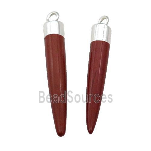 Red Jasper Bullet Pendant Silver Plated