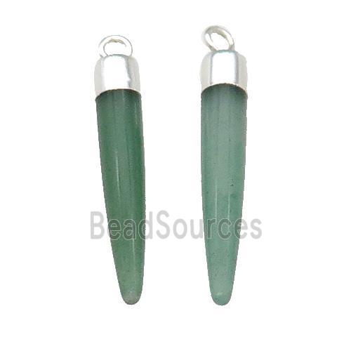 Green Aventurine Bullet Pendant Silver Plated