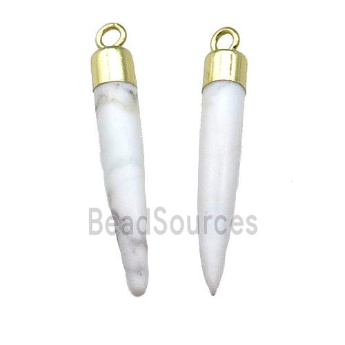 White Howlite Turquoise Bullet Pendant Gold Plated