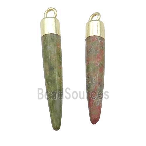 Unakite Bullet Pendant Gold Plated