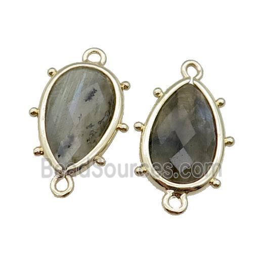 Labradorite Connector Faceted Teardrop Gold Plated