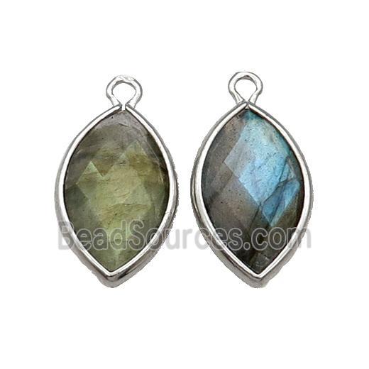Labradorite Eye Pendant Faceted Platinum Plated