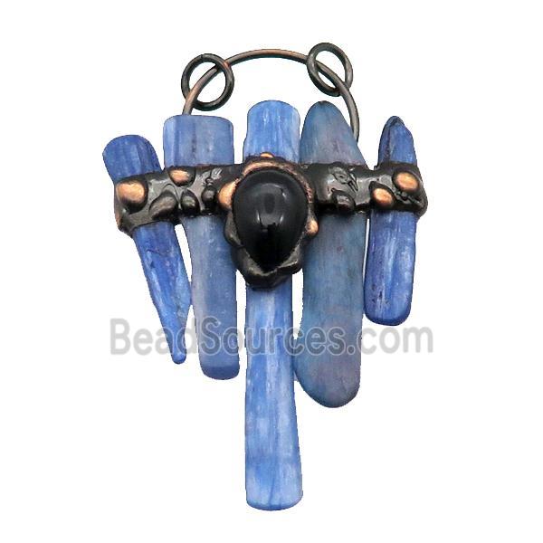 Blue Kyanite Pendant Stick Antique Red